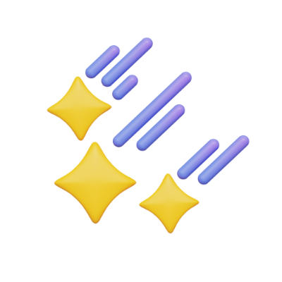 A 3D cartoonized icon of shooting stars